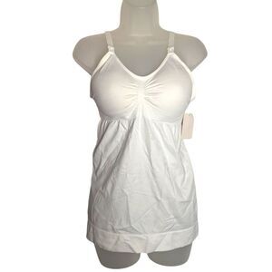 Pop Maternity Nursing Camisole White Nursing Accessible Scoop Neck Large / XL
